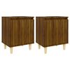 vidaXL Comodini Gambe in Legno Massello 2 pz Rovere Marrone 40x30x50cm
