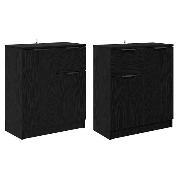 vidaXL Sideboards 2 pcs Rovere Nero 60 x 30 x 70 cm Legno multistrato