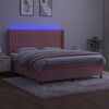 vidaXL Letto a Molle con Materasso e LED Rosa 160x200 cm in Velluto