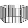 vidaXL Cancello per cani 6 pz Nero 80 x 80 cm Acciaio zincato