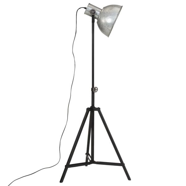 vidaXL Lampada da Terra 25 W Argento Vintage 61x61x90-150 cm E27