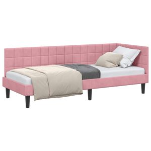 vidaXL Cornice del letto ad angolo Rosa 80 cm x 200 cm Velluto