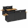 vidaXL Set Divano da Giardino 6 pz con Cuscini Nero Polyrattan Acacia