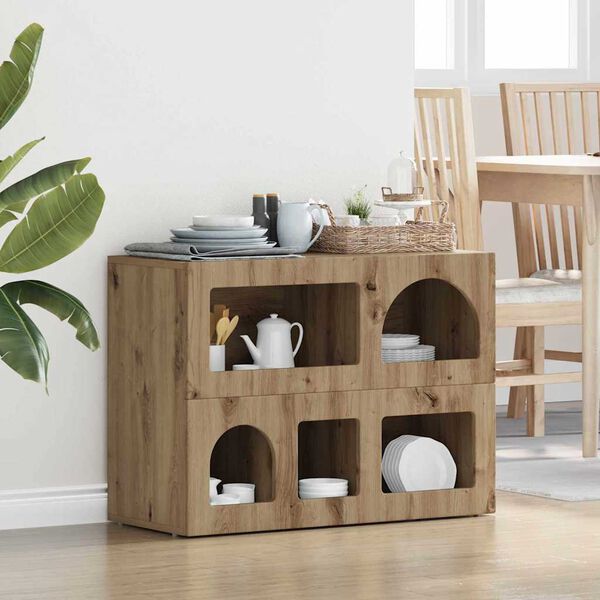 vidaXL Credenza Rovere artigianale 80.5 x 35 x 59 cm Legno multistrato