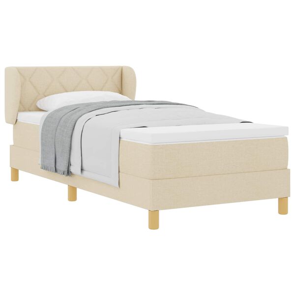 vidaXL Letto a molle con materasso Crema 90 x 190 cm Tessuto