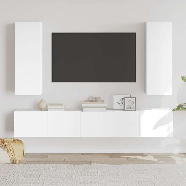vidaXL Set di Mobili Porta TV 5 pz Bianco in Legno Multistrato
