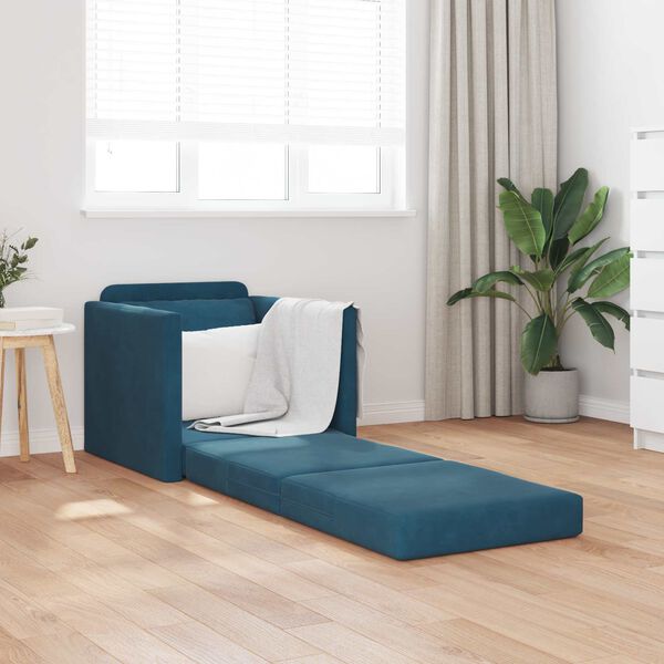 vidaXL Divano letto 60cm Blu Velluto