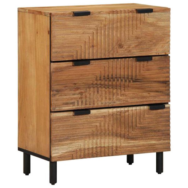 vidaXL Credenza 3 pcs Marrone 60 x 33 x 75 cm Legno massello di acacia