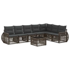 vidaXL Set Divano da Giardino 8 pz Grigio e Grigio Scuro polyrattan