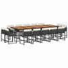vidaXL Set da Pranzo da Giardino 15 pz con Cuscini Nero in Polyrattan