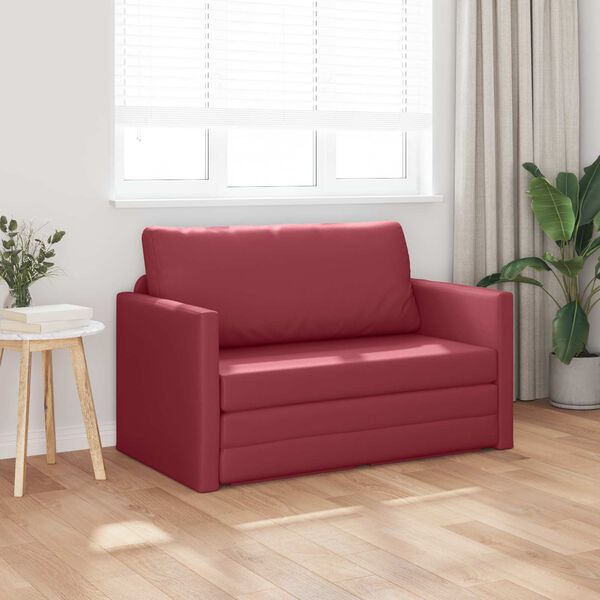 vidaXL Divano letto 110cm Rosso Vino Pelle Artificiale