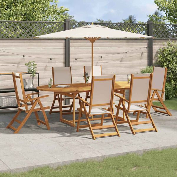 vidaXL Set Pranzo da Giardino 7pz Legno Massello di Acacia e Textilene
