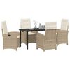vidaXL Set da Pranzo per Giardino con cuscino 5 pcs Beige polyrattan
