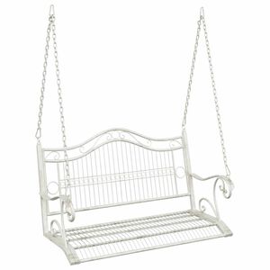 vidaXL Panchina a Dondolo Acciaio 115 x 61 x 63 cm Bianco Antico