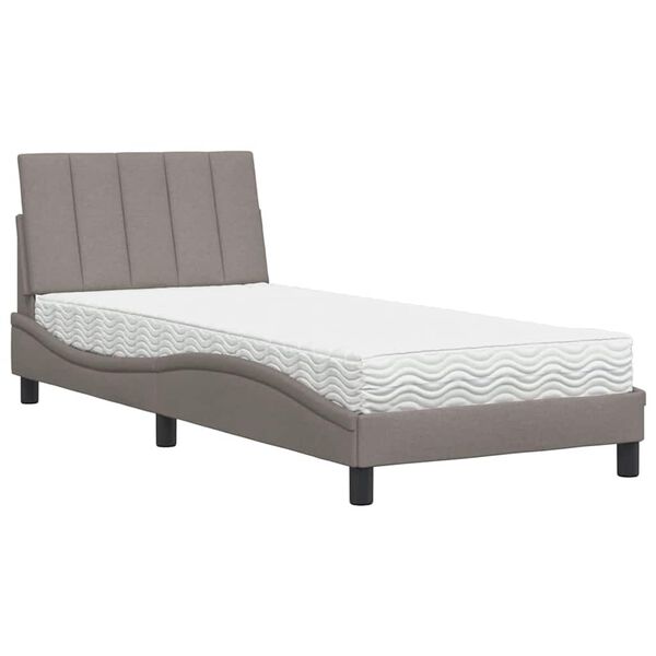 vidaXL Letto con Materasso Hanko Tortora 80x200 cm in Tessuto