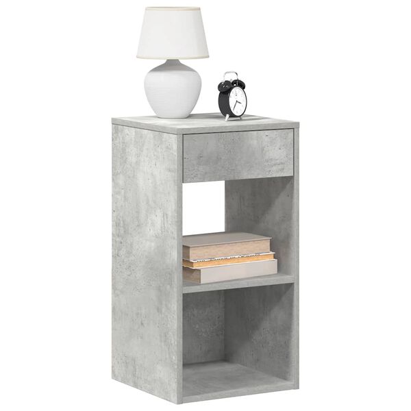 vidaXL Comodino con Cassetto Grigio Cemento 35x34x66,5 cm