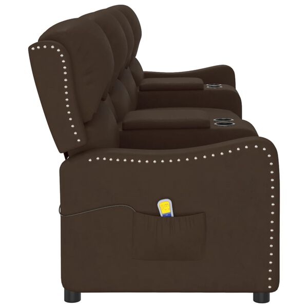 vidaXL Divano Massaggiante 4 Posti e Portabicchieri Marrone Similpelle