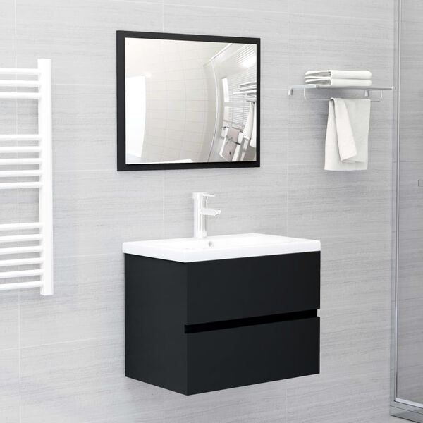vidaXL Mobile con Lavabo Integrato Nero in Legno Multistrato