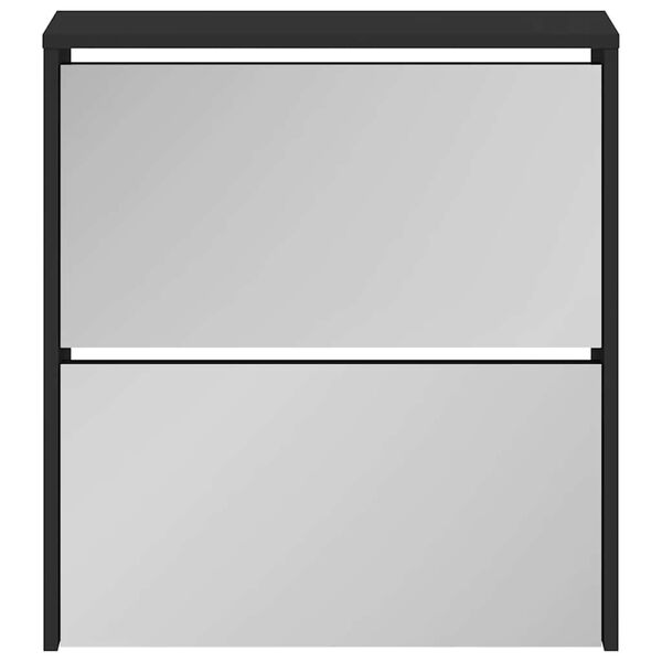 vidaXL Scarpiera con Specchio a 2 Livelli Nera 63x17x67 cm