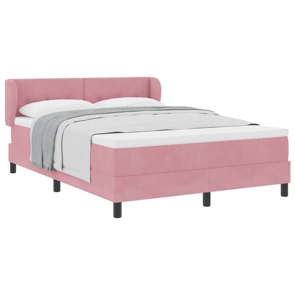 vidaXL Letto a molle con materasso Rosa 140 x 190 cm Velluto