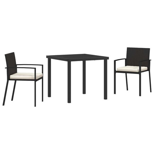 vidaXL Set da Pranzo per Giardino 3 pcs Nero