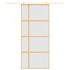 vidaXL Porta Scorrevole Dorata 90x205 Vetro Smerigliato ESG Alluminio