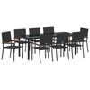 vidaXL Set da Pranzo per Giardino con cuscino 9 pcs Nero polyrattan