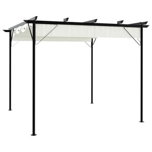 vidaXL Pergola da Giardino Tetto Retrattile Bianco Crema 3x3 m Acciaio
