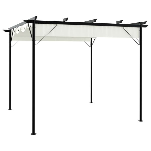 vidaXL Pergola da Giardino Tetto Retrattile Bianco Crema 3x3 m Acciaio
