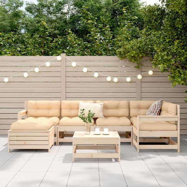 vidaXL Set Divani da Giardino 7 pz in Legno Massello di Pino