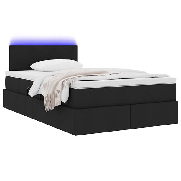 vidaXL Letto con contenitore e LED Nero 120 x 200 cm Poliestere