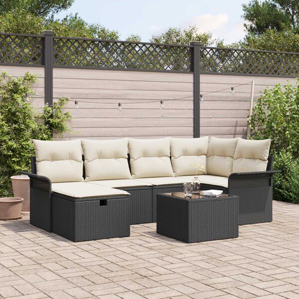 vidaXL Set Divano da Giardino con cuscino 7 pcs Poly Rattan