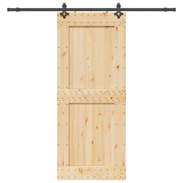 vidaXL Porta Scorrevole con Set Hardware 95x210 cm Legno Massello Pino