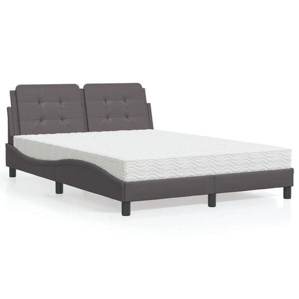 vidaXL Letto con Materasso Zadar Grigio 140x200 cm in Similpelle