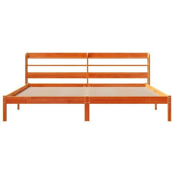 vidaXL Giroletto con Testiera Marrone Cera 200x200 cm Massello Pino