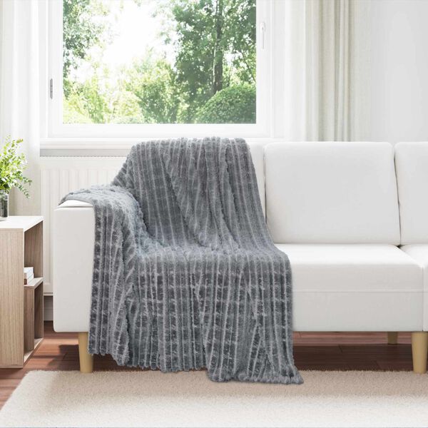 vidaXL Coperte da Pile 6 pcs Grigio scuro 150 x 130 cm Panno