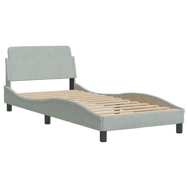 vidaXL Letto con Materasso Dover Grigio Chiaro 90x190 cm in Velluto