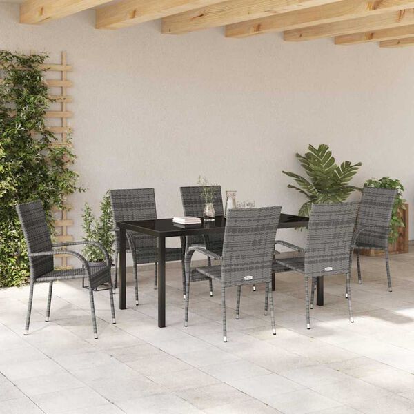 vidaXL Set da Pranzo per Giardino 7 pcs Grigio