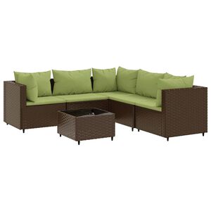 vidaXL Set Mobili da Giardino 6pz con Cuscini in Polyrattan Marrone