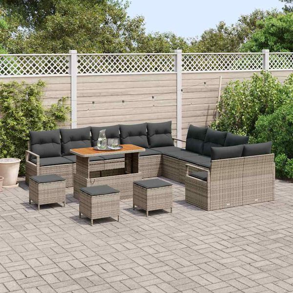 vidaXL Set Divano da Giardino con cuscino 14 pcs Grigio polyrattan
