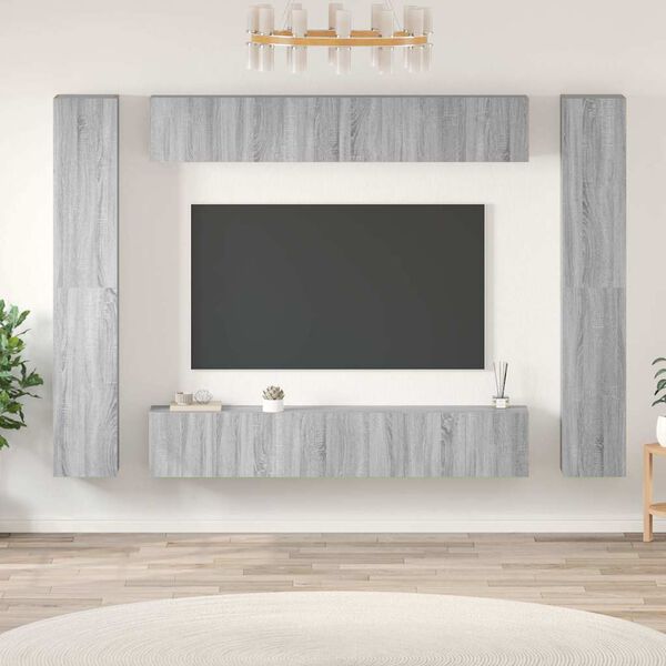 vidaXL Set Mobili Porta TV 10 pz Grigio Sonoma in Legno Multistrato