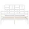 vidaXL Giroletto con Testiera Bianco Small Double Legno Massello