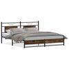vidaXL Giroletto senza Materaso in Metallo Rovere Fumo 183x213 cm