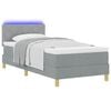 vidaXL Letto a Sorgente LED con led Grigio chiaro 90 x 190 cm Tessuto
