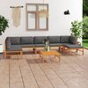 vidaXL Set Divani da Giardino 8pz Cuscini Grigi Legno Massello di Teak