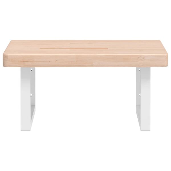 vidaXL Ripiano a Parete per Lavabo in Acciaio e Massello di Rovere