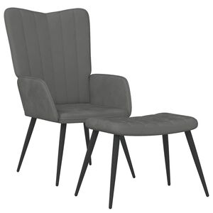 vidaXL Poltrona Relax con Sgabello Grigio Scuro in Velluto