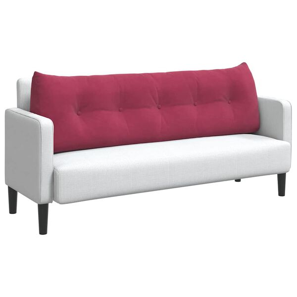 vidaXL Cuscino per Schiena Rosso Vino 160 x 24 x 50 cm Velluto