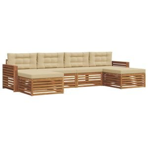 vidaXL Set divani 6 pcs Naturale e Beige Legno di Acacia Massello