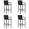 vidaXL Sgabelli da Bar 4 pz in Polyrattan Nero